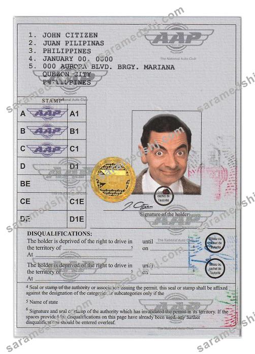 Philippines International driving permit(Vienna Convention format)